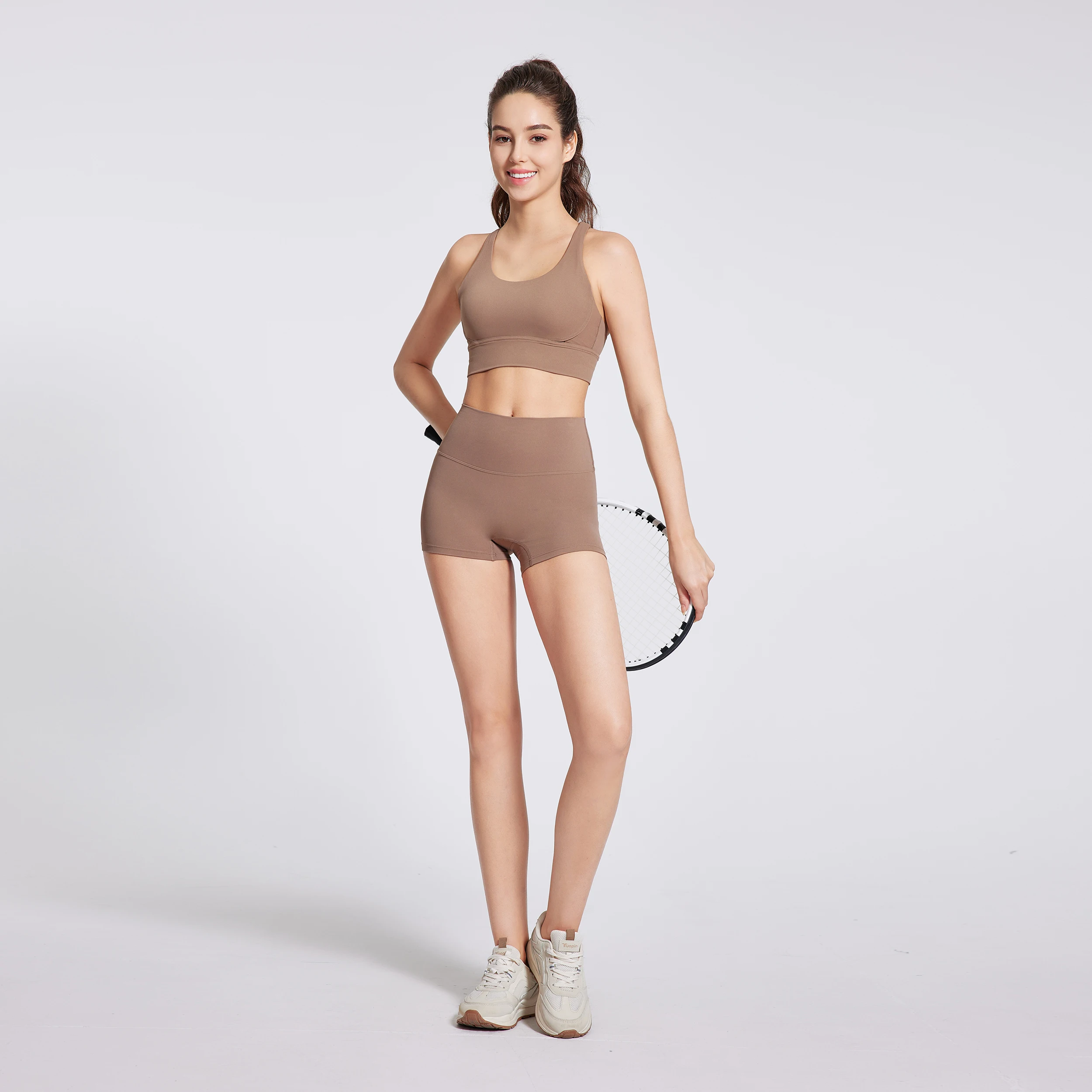 2ピースヨガウェアジムセットスポーツショーツ女性クロスバックブラトップハイウエストショーツフィットネススーツランニングワークアウトトラックスーツ