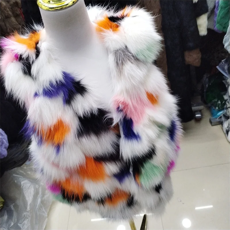 Natural Fox Fur Vest for Women Colorful New Trend Short Waistcoat Autumn