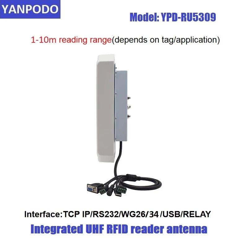 Yanpodo 10M UHF RFID usb prime reader RS232 WG26 RELAY built in 9dbi antenna free SDK for parking and warehouse management