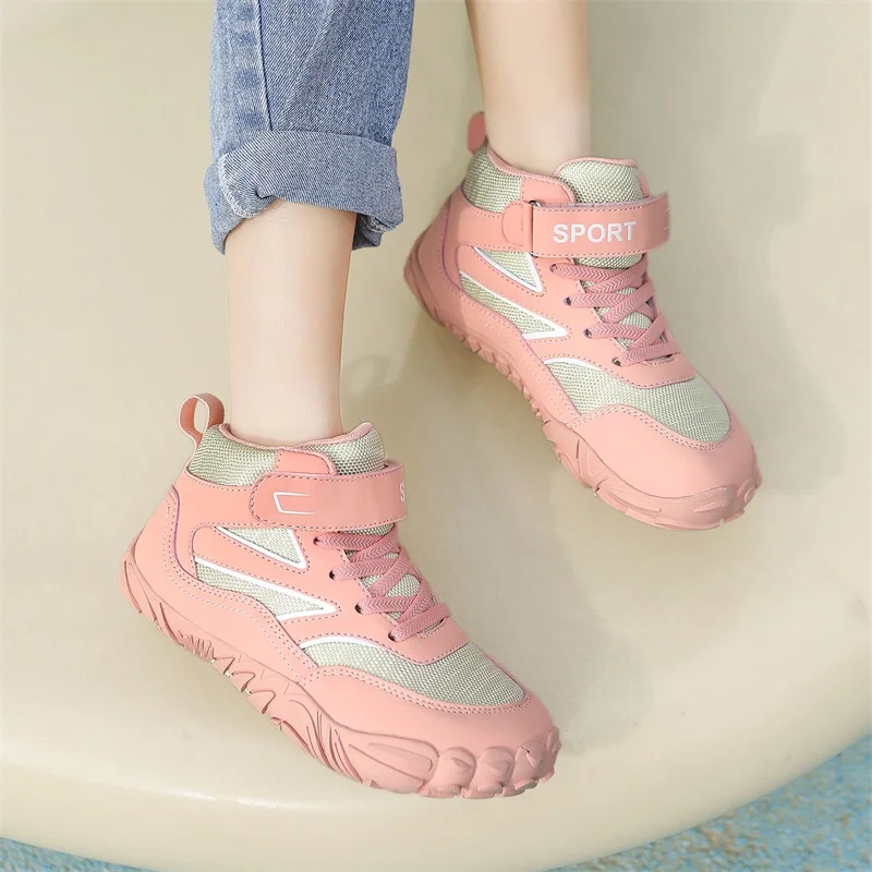 Botas descalzas de punta ancha para chico, zapatos de senderismo impermeables para otoño e invierno, zapatillas deportivas antideslizantes para caminar y senderismo