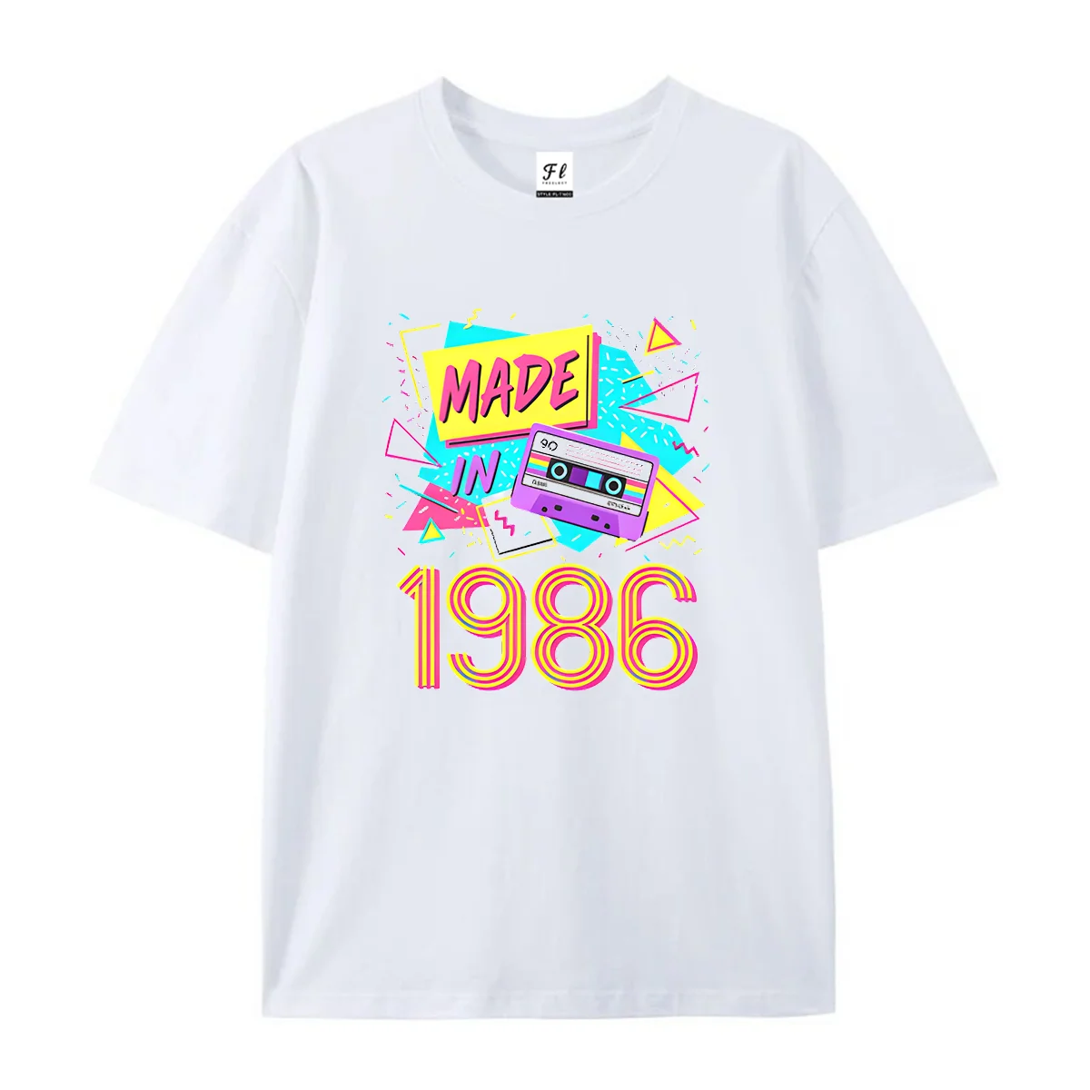 Women Short Sleeve T Shirt Made In 1986 Retro Cassette Tape Graphic Tee 80s Vintage Birthday Casual Summer Tops for Ladies