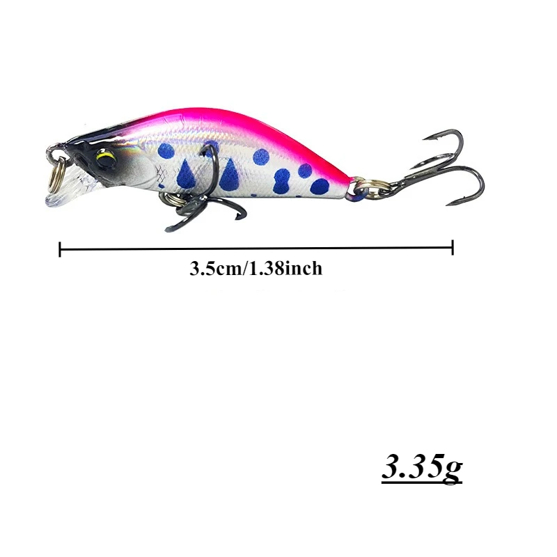 1 Pcs Micro Sinking Hard Lure 3.5cm/3.35g Plastic Artificial Lure Suitable for Freshwater Trout and Other Common Fishing Gear