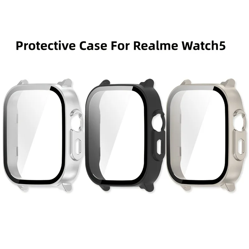 

Жесткий чехол из ПК и закаленного стекла для Realme Watch 5, защитный чехол-бампер с полным покрытием для Realme Watch 5, защитная пленка для экрана, аксессуар