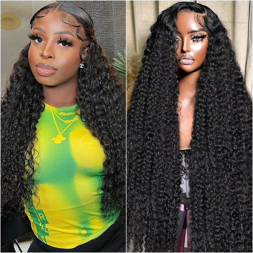 ディープウェーブ 13x6 HDレースフロントウィッグ 200密度 カール ウォーターウェーブ 360フルレースフロント 100%人毛ウィッグ 黒人女性用
