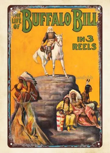 living room garage decor Buffalo Bill in 3 reels metal tin sign sign