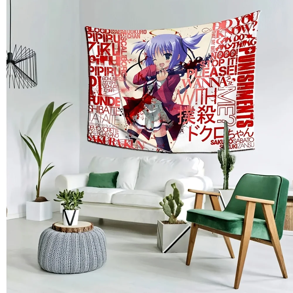 1pc S-Sakura Z-Zansu D-Dokuro Chan Anime Tapestry Wall Hanging Aesthetic Room Decor Background Cloth for Bedroom Dorm Anime Fans
