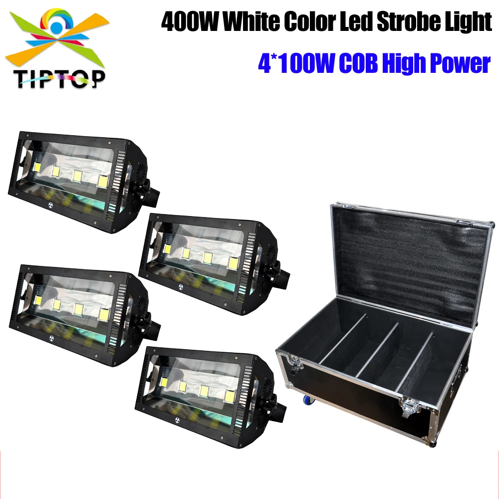 ATA Shock Mount Rack Road Flight Tour Case Packing Professional Stage Strobe Lighting 4 x 100W White Led 400W Power Equal 3000W