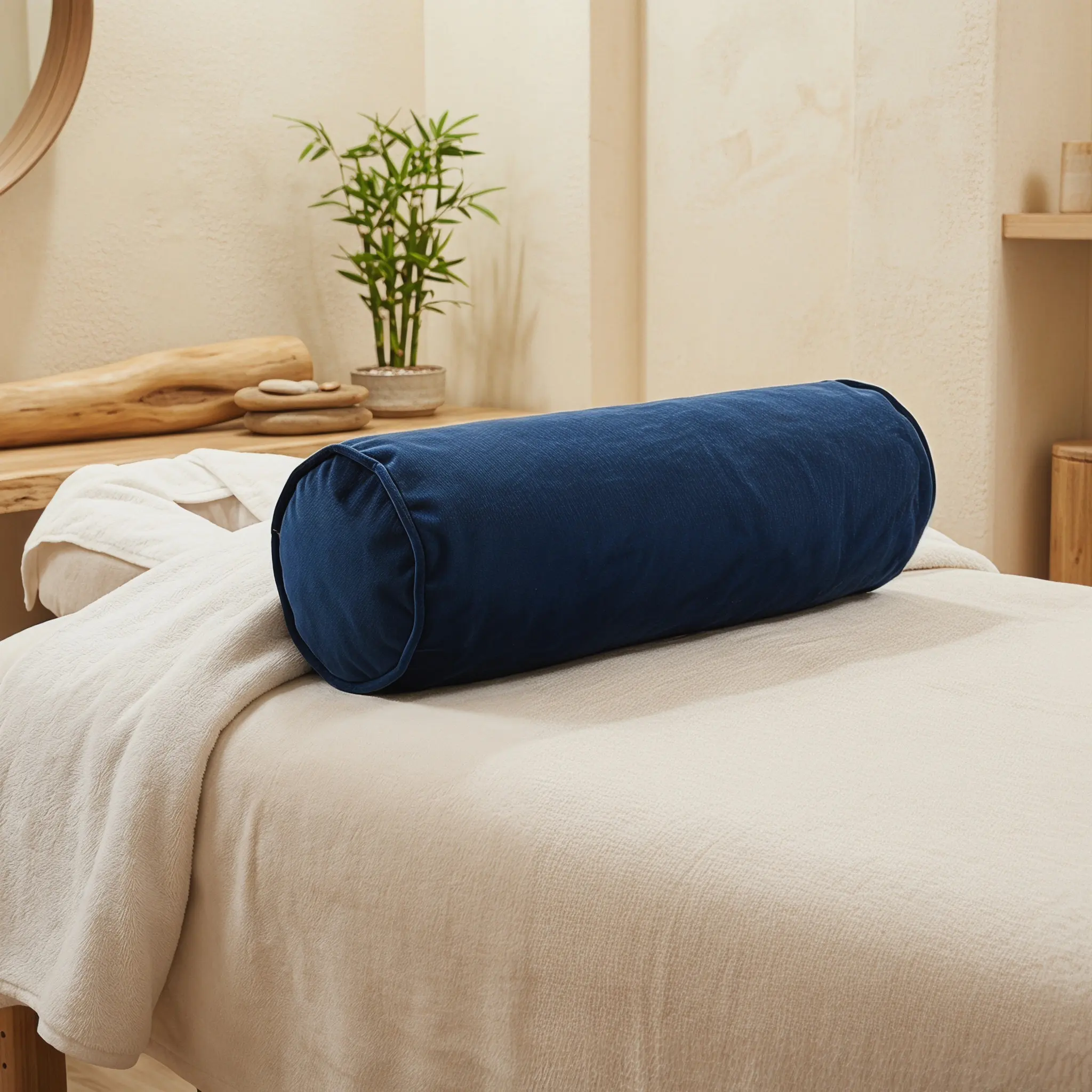 Neck Roll Pillow Cover Soft Zippered Cylinder Cushion Case for Bedroom Sofa Travel Spa 40x15cm