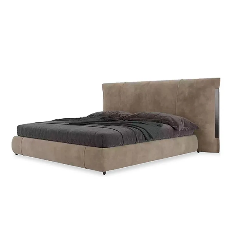 

Italian minimalist bed, matte cloth bed, gray master bed, modern minimalist double bed