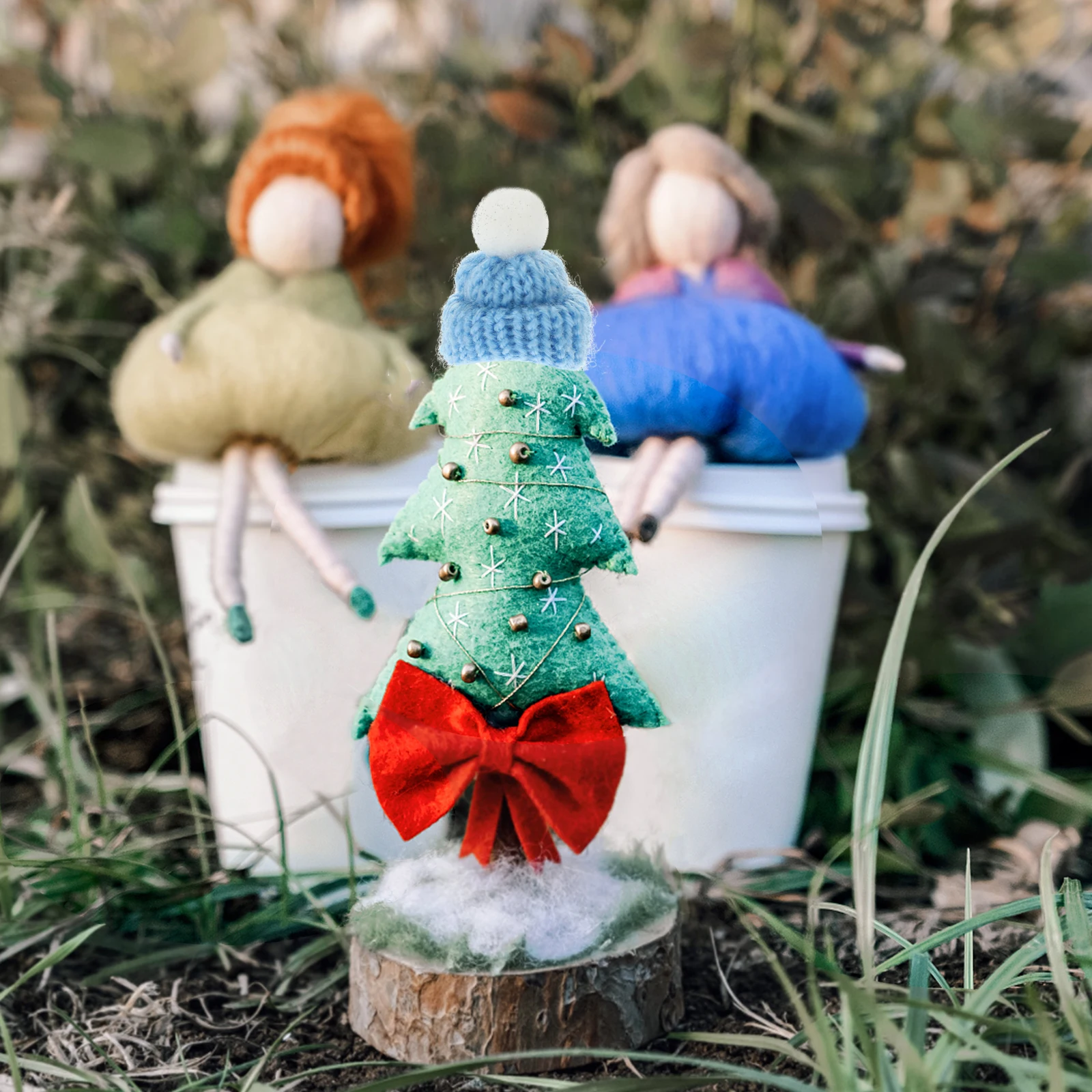 

10 Pcs Christmas Decoration Hat Home Party Favors Xmas Hats Accessories Knit Bottle Tops