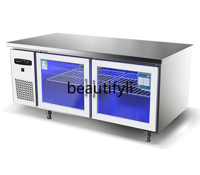 

Refrigerated workbench Commercial freezer Frozen milk tea shop Refrigerator water bar Flat freezer Kitchen console