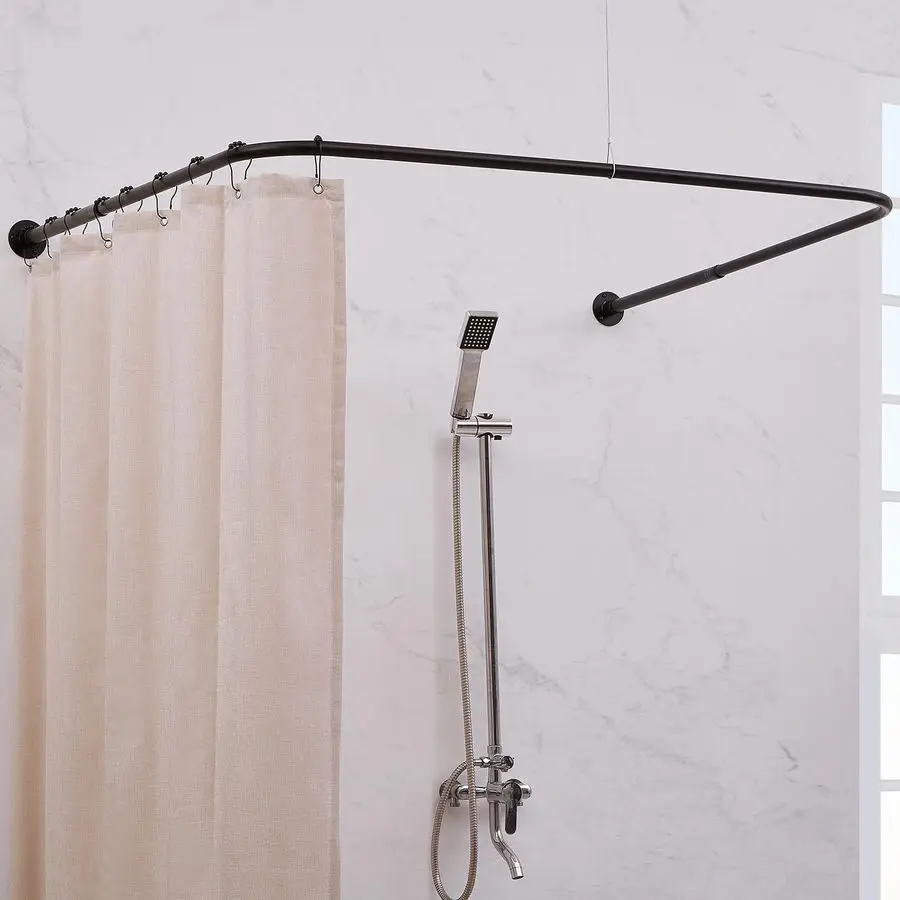 

Регулируемый U-образный карниз для душевой занавески, без провисания, с креплением с обеих сторон (23.652) и в центре (3146.7), для ванной комнаты