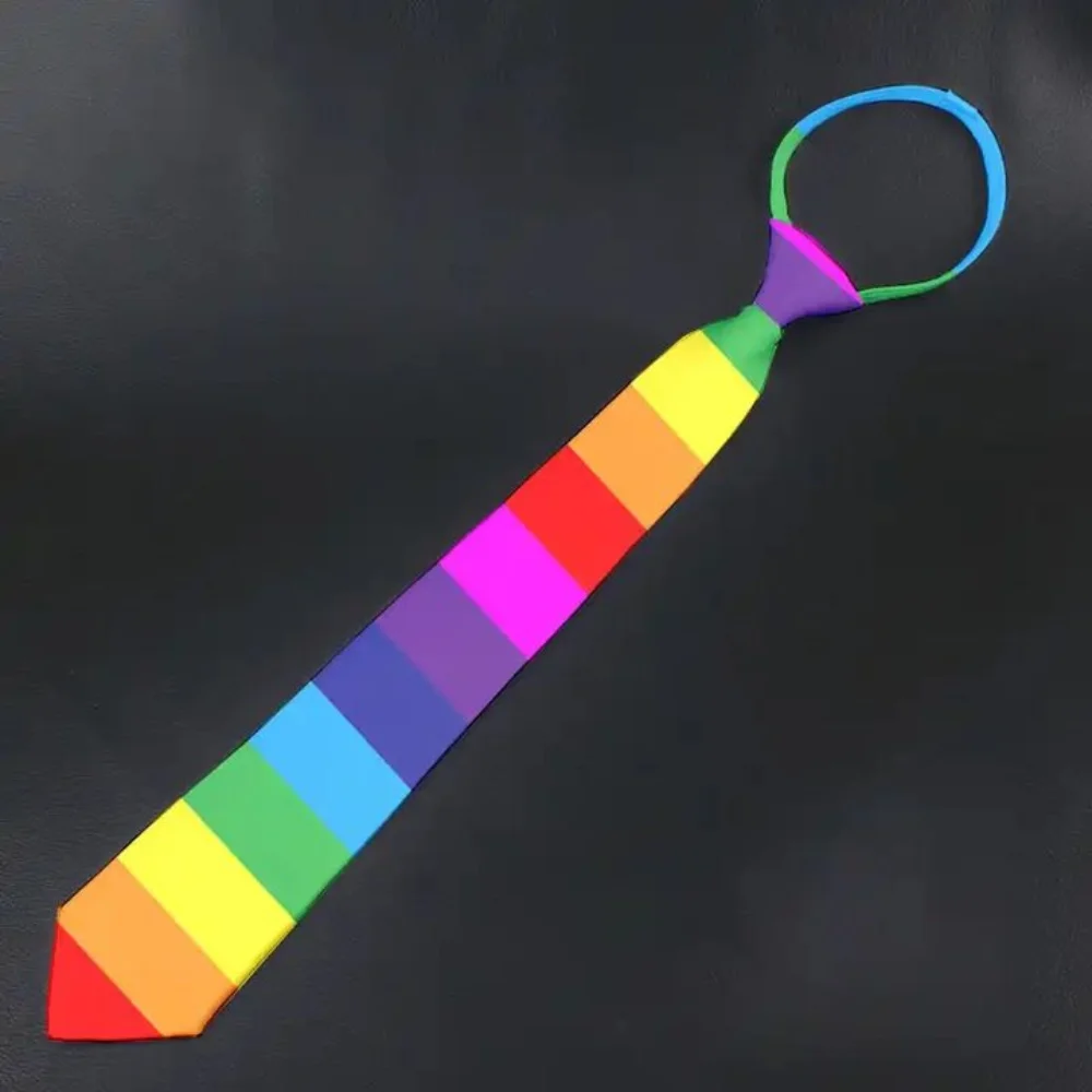 Creative 8cm Rainbow Tie Adjustable Soft Colorful Tie Hand Tied Narrow Men Necktie Suit Accessories