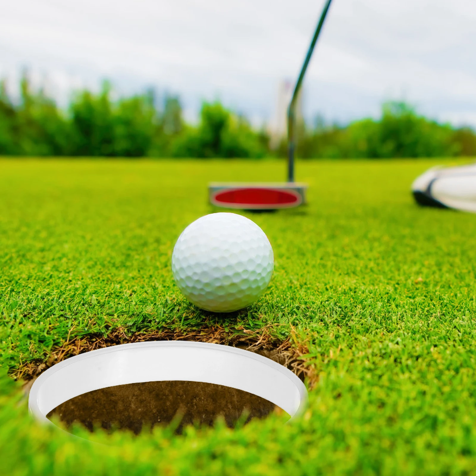 5 Pcs Hole Cup Ring Putting Rings Golf for Practice Round Cups Protective Banner