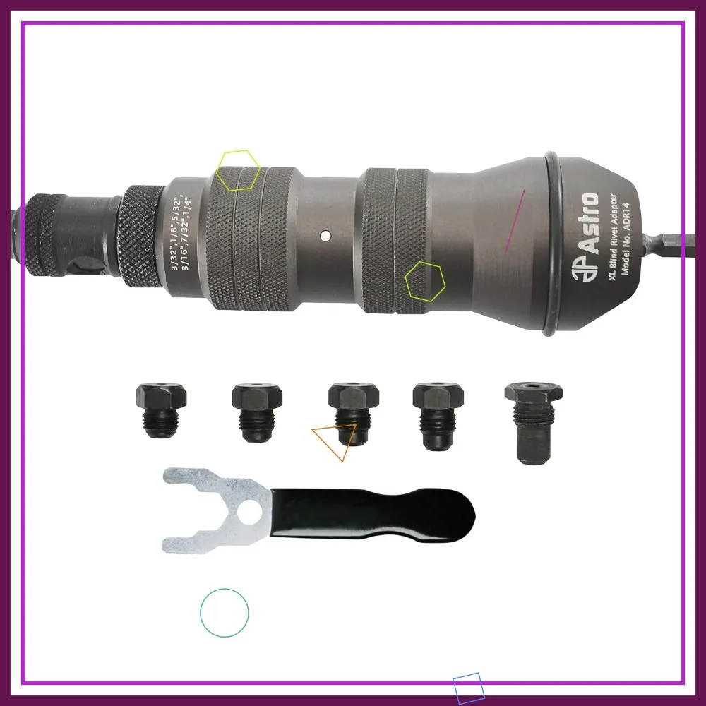 

1/4" Capacity Blind Rivet Adapter Kit - Heavy Duty Rivet Gun Accessory