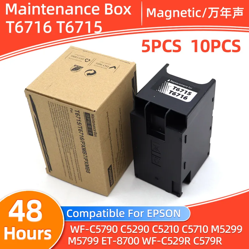 5PC 10PCS T6715 T6716 Maintenance Box Waste Ink Tank For Epson Pro C5790 M5299 M5799 ET-8700 WF-C529R C579R Maintenance Tank