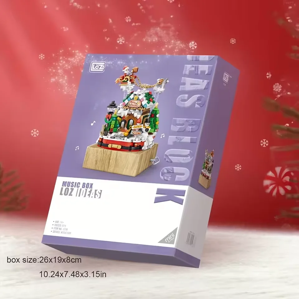 Vrolijk Kersthuis Muziekdoos Muziekdoos Model Baby Bouwsteen Kit Festival Decoraties Onderwijs Speelgoed voor Kinderen Speelgoed Cadeau