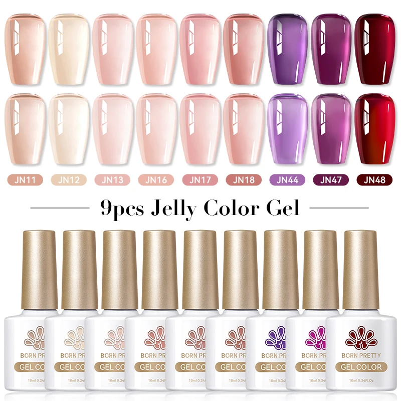 Born bonito 9 pçs neon amarelo verde gel unha polonês conjunto semi permanente embeber fora uv led verniz salão de beleza suprimentos conjunto kits