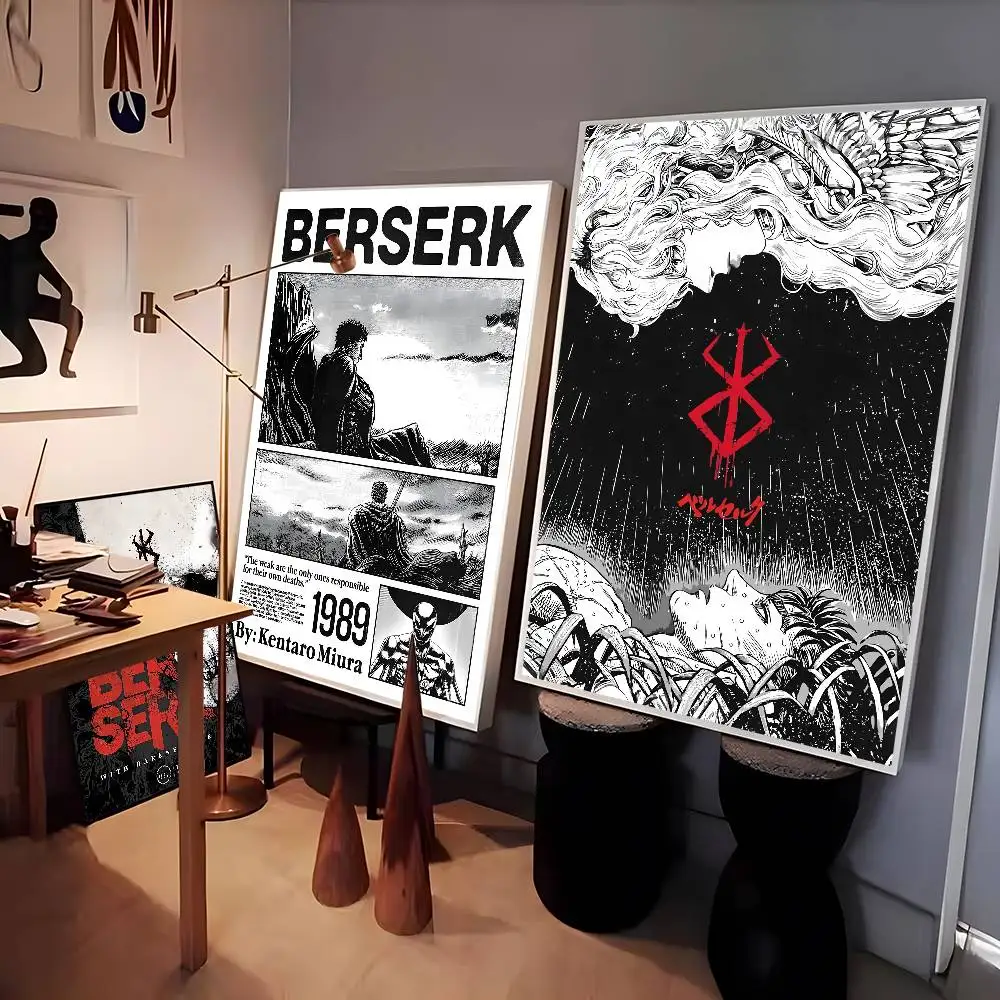 

B-Berserk Anime Guts And Griffith Poster Sticker Movie Posters Print Waterproof Wall Art For Living Room Bedroom Home Decor
