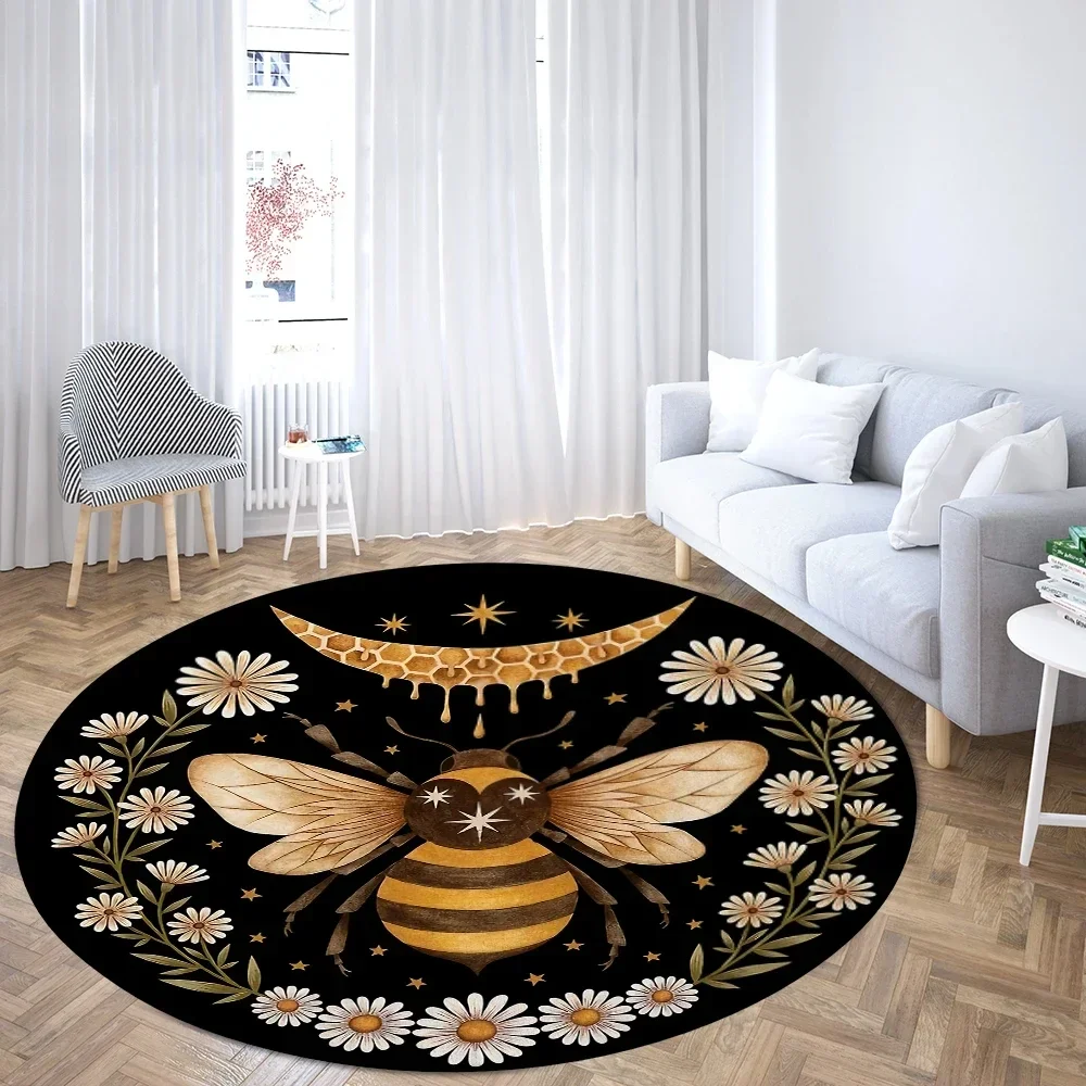 

Crystal Velvet Boho Mushroom Butterfly Round Rug, Kawaii Fungi Print Non-Slip Floor Mat for Living Room, Office, Bedroom Decor
