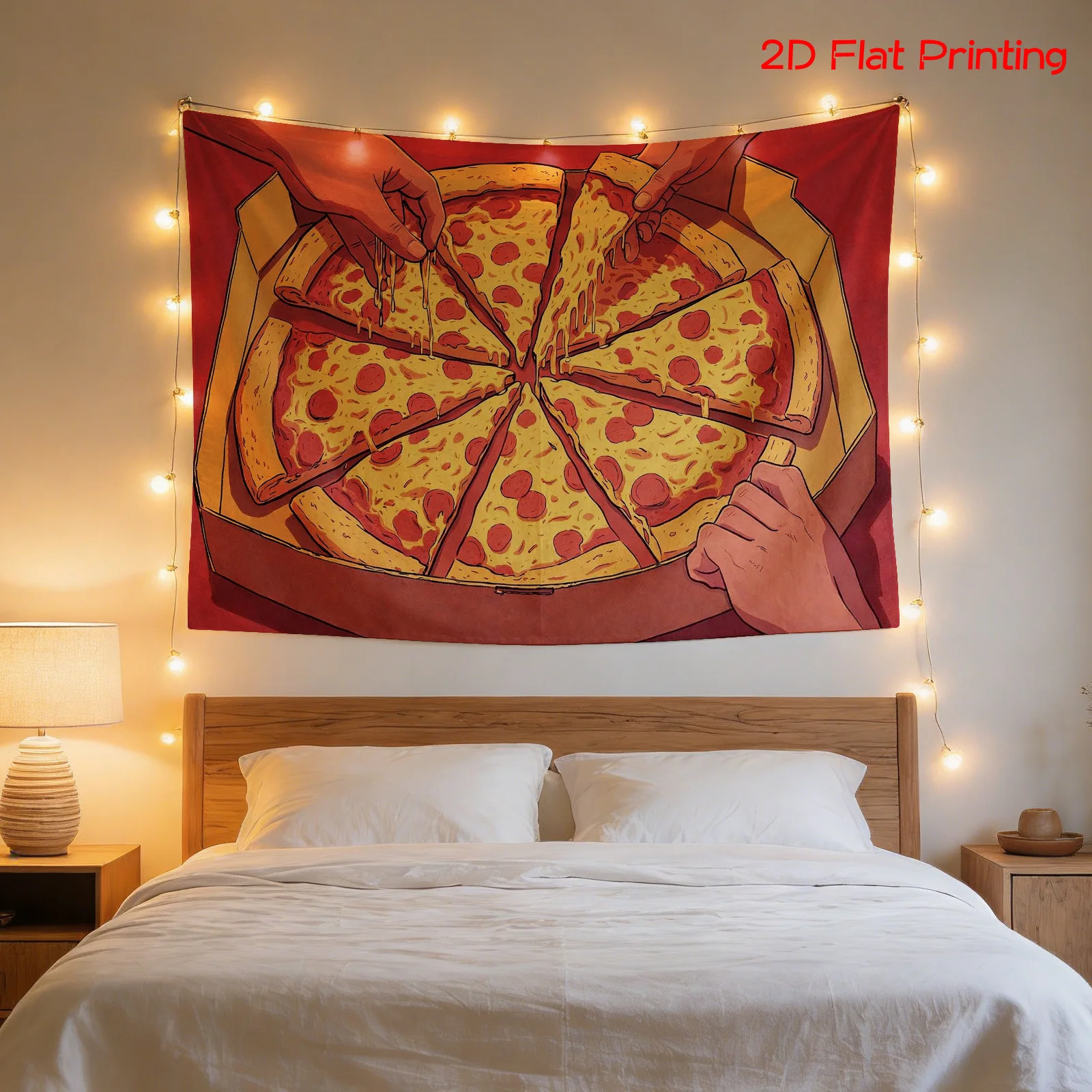 Large Pizza Tapestry Wall Hanging Kitchen Decor Food Art Pizza Dinner Slice Canvas Boho Modern 180x320cm