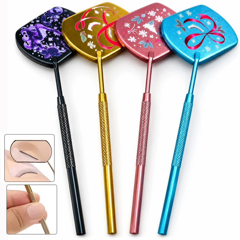 Eyelash Extension Inspection Mirror, Stainless Steel Lash Grafting Mirror with Non-Slip Handle Portable Beauty Salon Makeup Tool