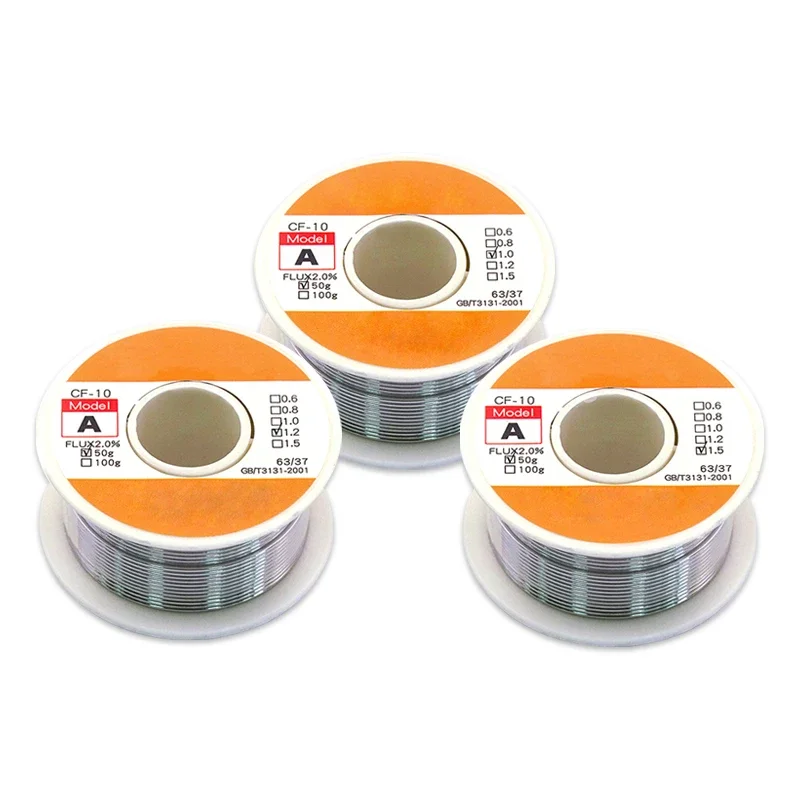 Lead-Free Solder Wire 1mm/1.2mm/1.5mm Flux-Core Solder 50G Tin Lead Tin Wire Melt Rosin Core Solder Soldering Wire Roll No-Clean