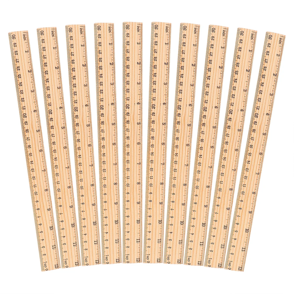 36 Wooden Rulers Natural Wood Straight Measuring Tools Dual Scale 12 Inch 30cm Class Set School Office Supplies