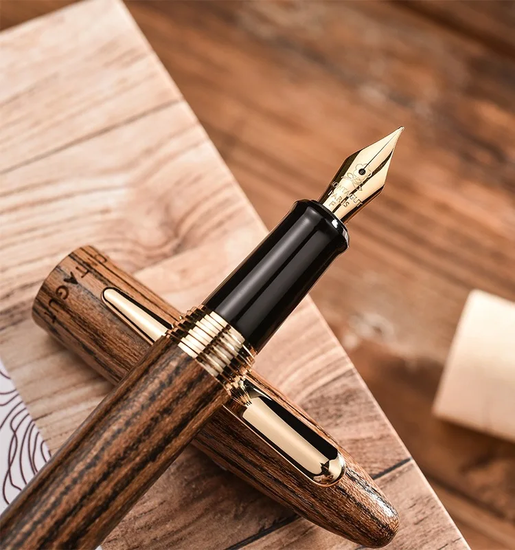 ปากกา Montagut ระดับไฮเอนด์ ทำจากไม้เนื้อแข็ง สไตล์เรโทร สำหรับเขียนพู่กัน หัวปากกาอิริเดียม ฝาปิดแบบเกลียว ปากกาหมึกซึม อุปกรณ์การเรียน อุปกรณ์สำนักงาน