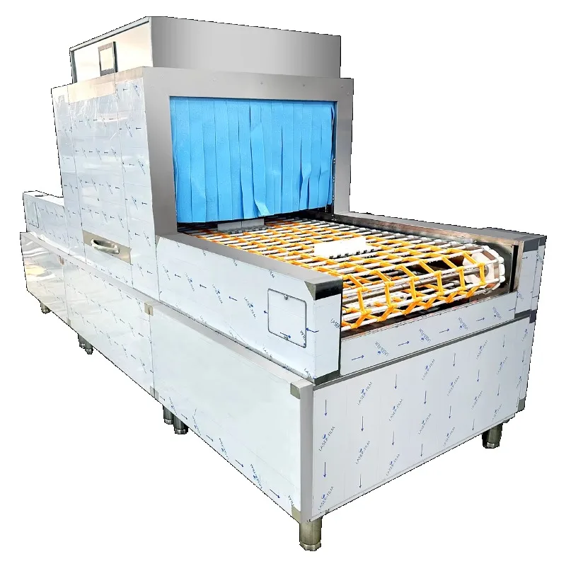 Custom Commercial Automatic Tray Washing Machine with Rinse Tunnel for Plastic Basket Box Chicken Cage Crate