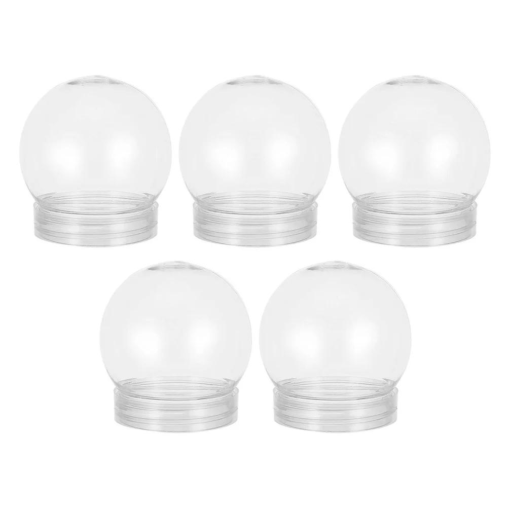 

5Pcs DIY Clear Plastic Snow Globes Screw Cap Fillable Craft Kit for and Adults Christmas Decoration Fun Project