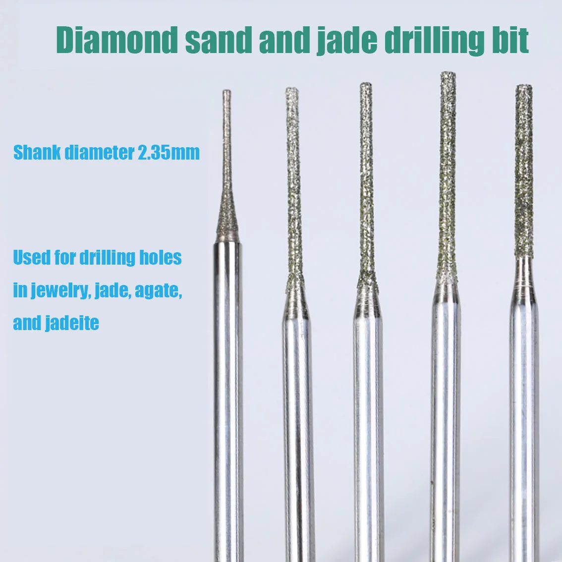 1PCS 2.35 Shank Diamond Grinding Needle Diamond Diamond Diamond Diamond Drilling Bit for Special Jadeite Agate Stone Carving