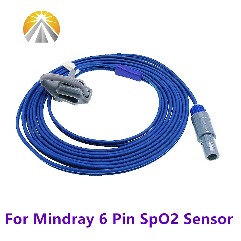 6 Pin Dual สล็อต SpO2 Sensor สําหรับ Mindray PM7000 PM8000 MEC1000 ผู้ใหญ่เด็ก Neonate Veterinary สัตว์ประเภท Pulse Rate SAO2 Probe