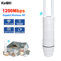 KuWFi AC1200 Outdoor AP Router 1200Mbps 2.4G 5GHz Dual Band Wireless Wifi Repeater Gigabit Port High Power Detachable Antennas