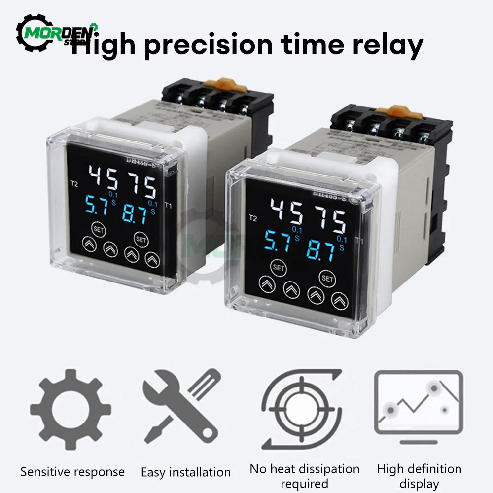 DH48S Digital Delay Time Relay Programmable Cycle DH48S-S 1Z 2Z Series AC220V DC24V DC12V With Socket Base Power Supply