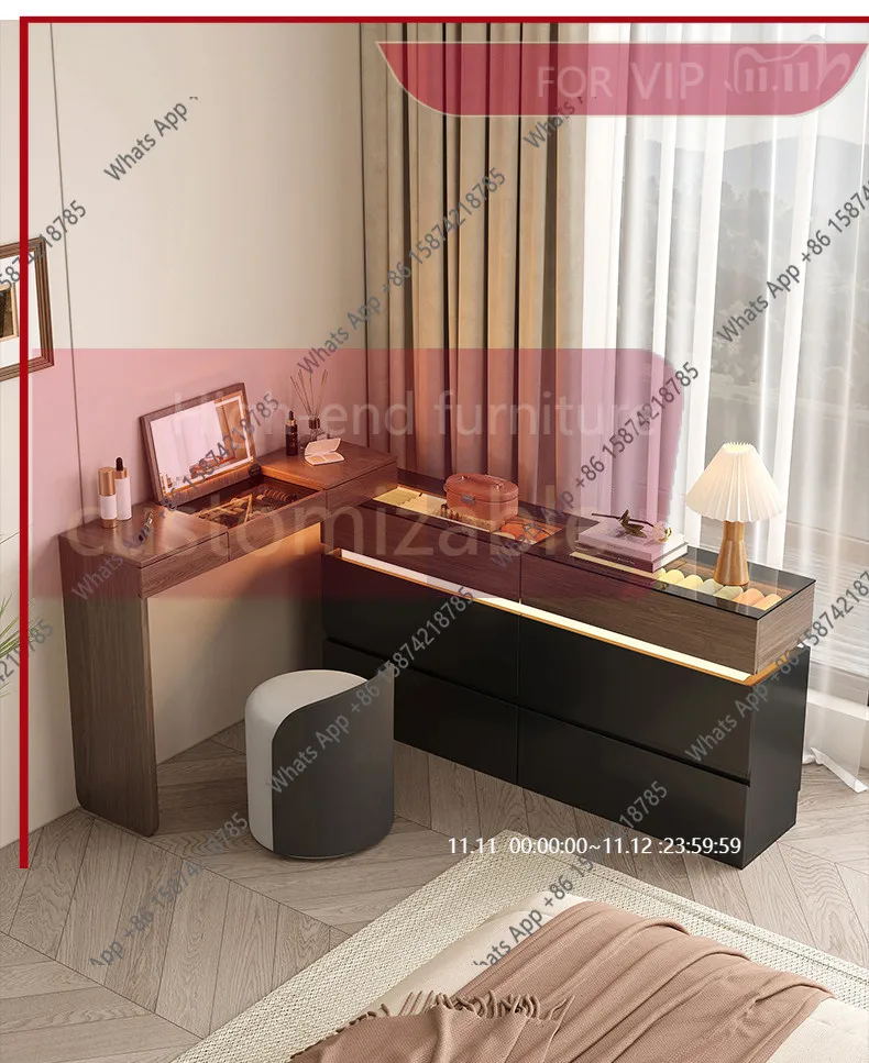 

ES Modern simple bedroom makeup table dresser bay window corner storage chest small apartment solid wood table