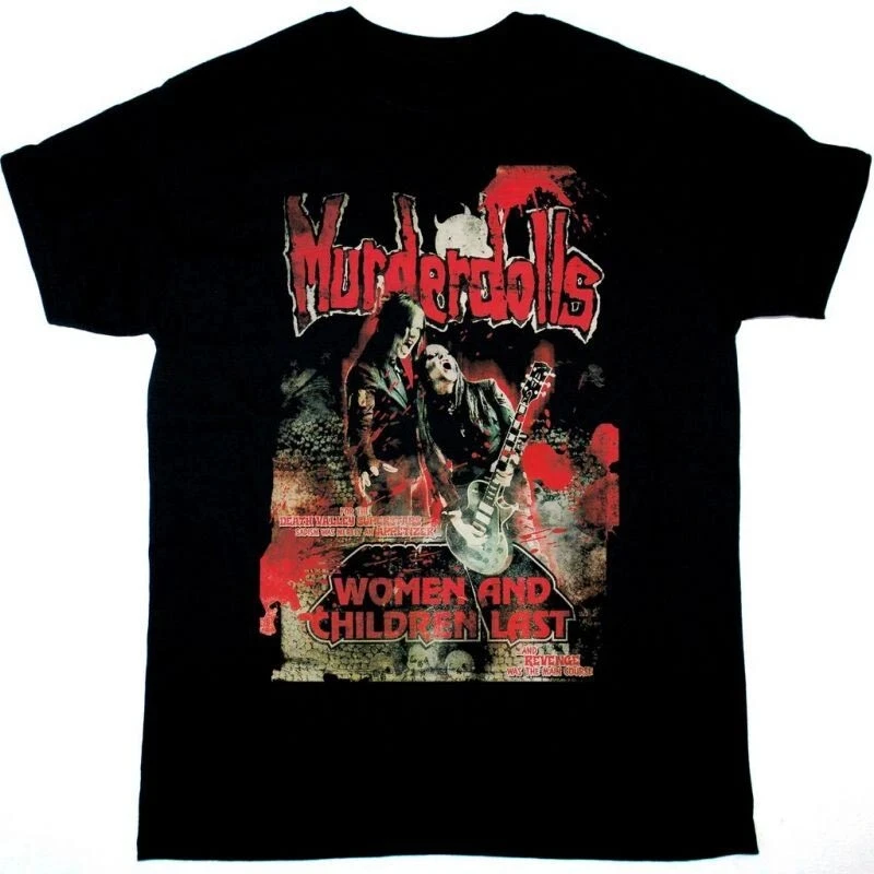

Vtg MURDERDOLLS WOMEN AND CHILDREN LAST Cotton Black All Size Unisex Men Women Summer Casual Crew Neck Cotton Tee