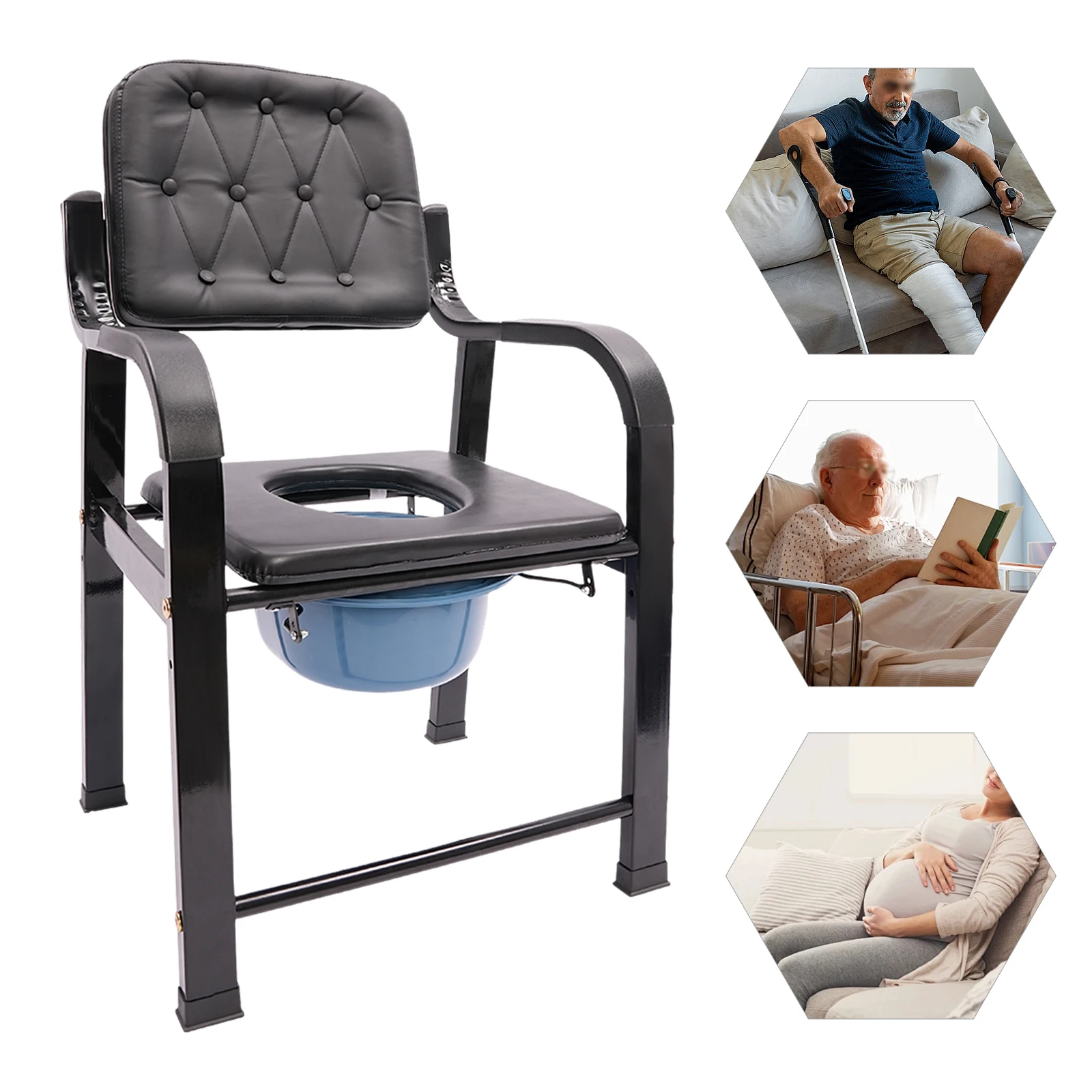 Heavy Duty Bedside Commode for Elderly Adults, Bedside Commode Chair for Toilet, Commode Chairs for Seniors Adults Elderly