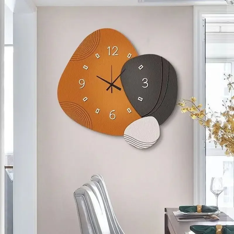 Oval Living Clock Hanging Picture Silent Restaurant Modern Trend Creative Decoration Mural Wall Clocks Home Decoration