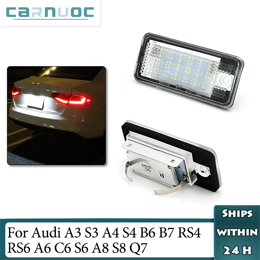 Car LED License Plate Light Lamp For Audi A3 S3 8P A4 S4 B6 B7 A6 C6 S6 A8 S8 Q7 RS4 RS6 8E0807430A/8E0943021B Auto Accessories