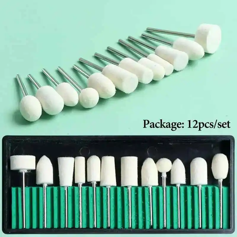 12/30Pcs/Box Nail Drill Bits Set Quartz Scrub Stone Diamond Wool Milling Cutter For Manicure Tools Grinding Mill Pedicure Kit