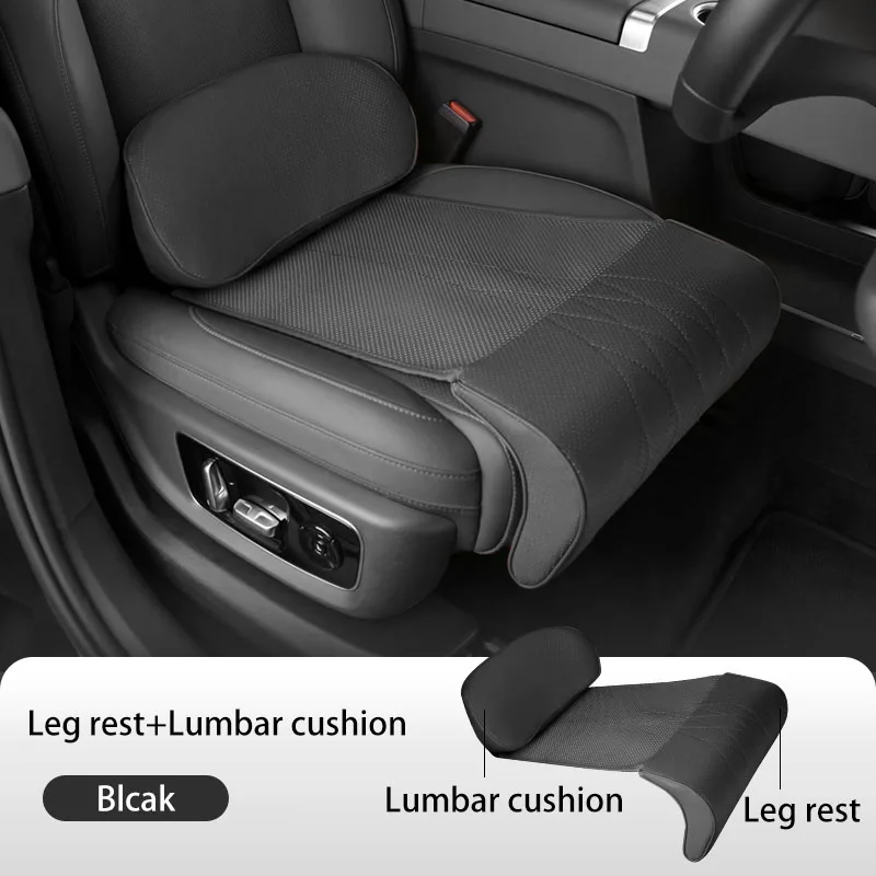Nappa Leather Leg Support Extension Seat Cover Memory Foam Extender Cushion With Backrest Car Interior Accessories Universal Car
