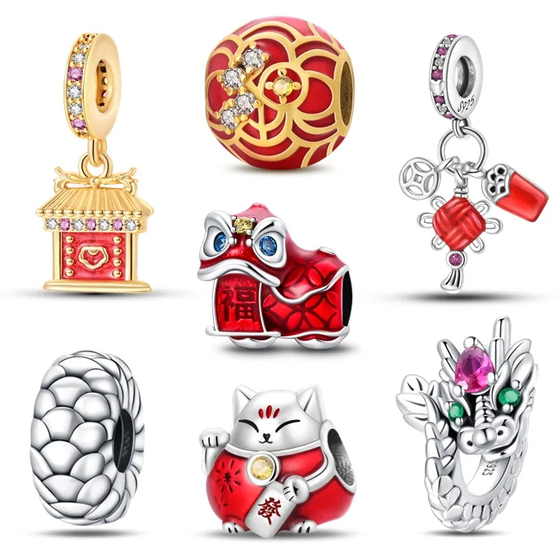 

100% натуральное серебро S925, новогодние бусины с драконом, подходят для браслета, бусины «сделай сам», модные для женщин, ювелирные изделия, подарок, новинка, хит продаж