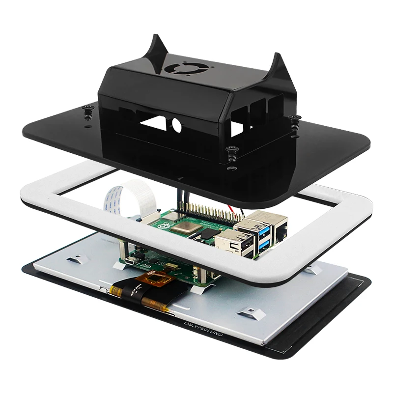 Raspberry Pi Acrylic Case for Official 7 Inch Screen Black Holder for 7