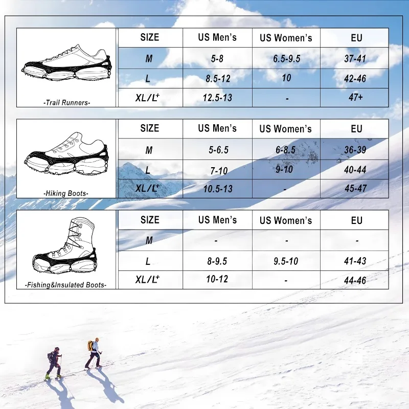 ​​2PCS Ice Cleats for Snow & Ice​​ Non-Slip Overshoe Crampons with Stretch Fit Rubber Traction for Walking image 6