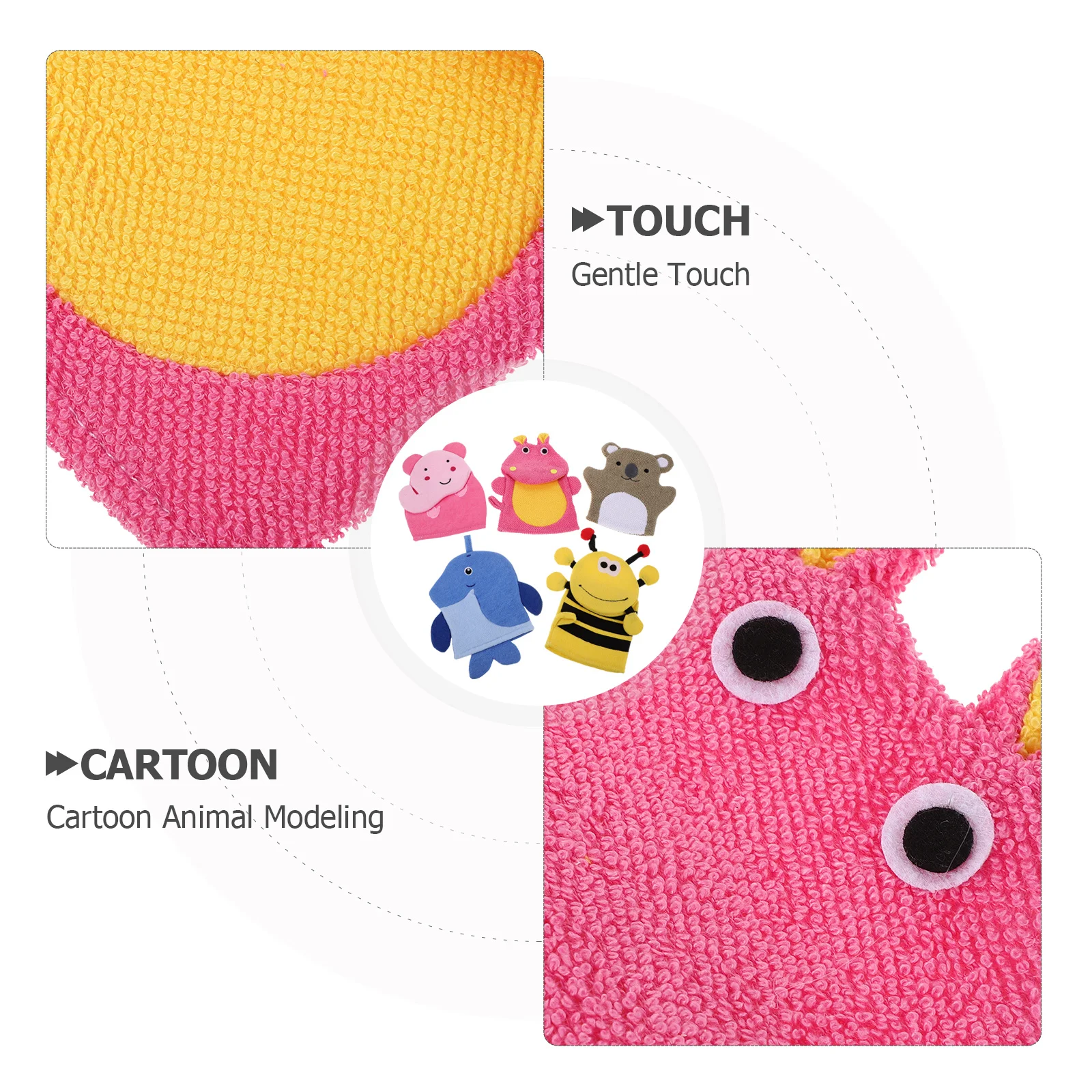 Guante exfoliante para niños, guantes de baño de animales para lavar el cuerpo, diseño de dibujos animados, exfoliante profundo, guante de ducha, exfoliante para niños, 5 uds.