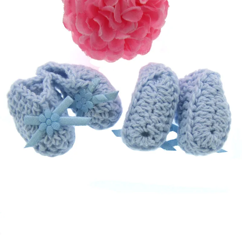 12pairs Handmade miniature crochet beige booties For baby shower baptism party decorations 2.5 x 4.0cm