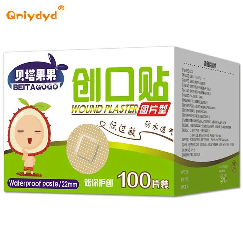 Band-Aid redondo impermeável, ataduras adesivas descartáveis, mini, respirável, 100pcs