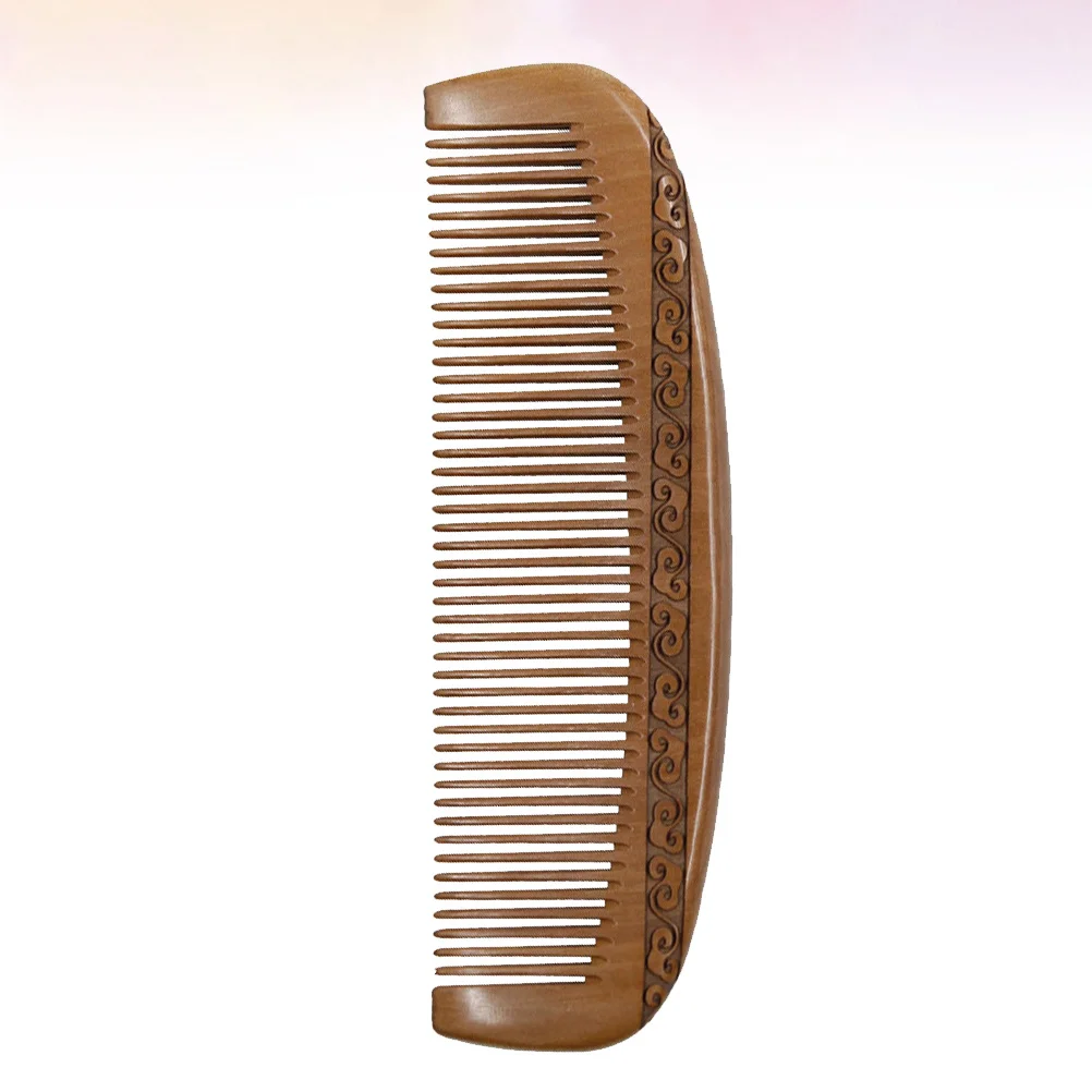مشط خشبي على شكل قمر بلون القهوة، مادة طبيعية، نمط نحت، لفك تشابك الشعر، لطيف على فروة الرأس، تحسين هدية الدم #2