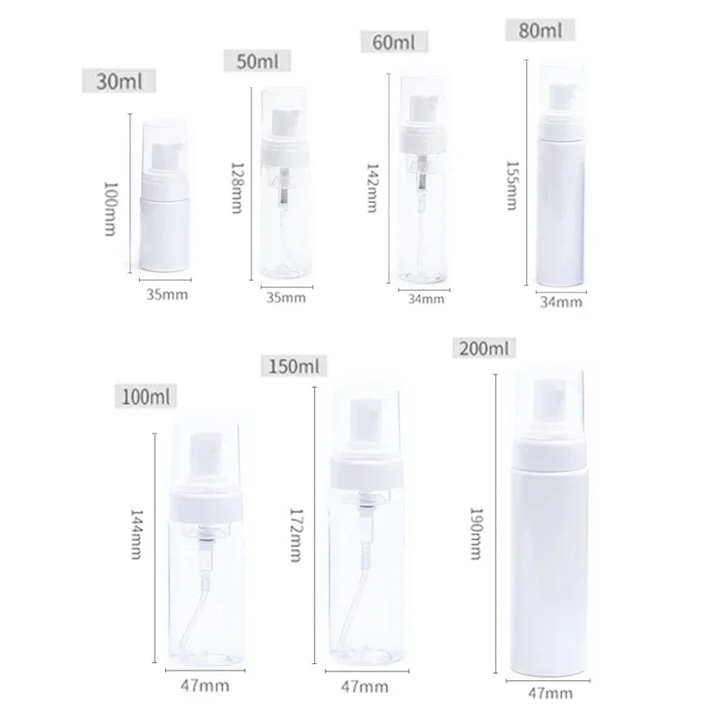 6Pcs 30/50/60/80/100/150/200ml Foam Pump Bottles Refillable Travel Portable Foaming Bottle Lotion shampoo Dispenser Containers